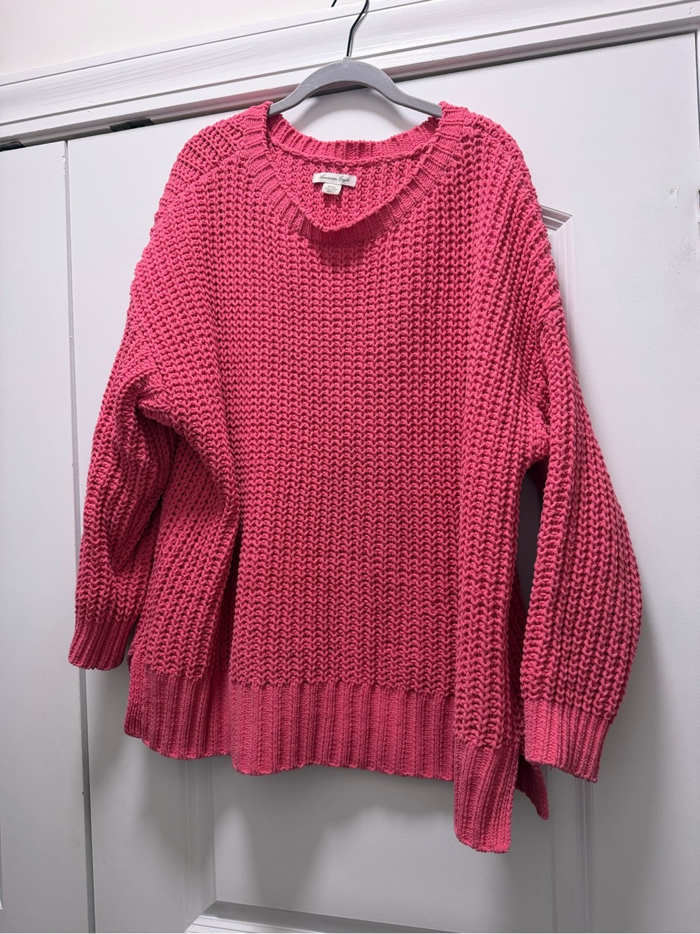 American Eagle Outfitters Hot Pink Chunky Crewneck Sweater